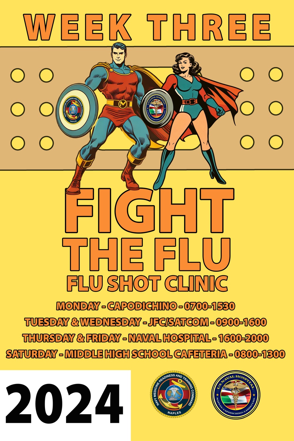 U.S. Naval Hospital Naples Fight the Flu Campaign Posters