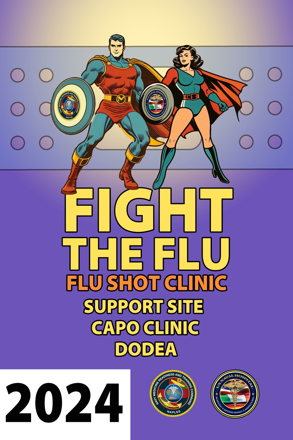 U.S. Naval Hospital Naples 2024 Fight the Flu Campaign Posters