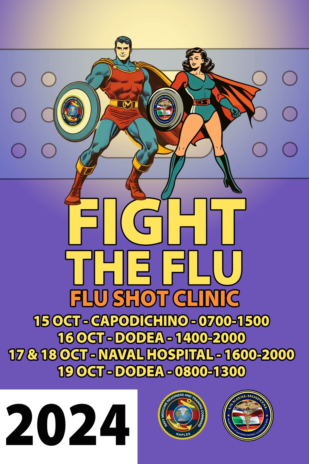 U.S. Naval Hospital Naples 2024 Fight the Flu Campaign Posters