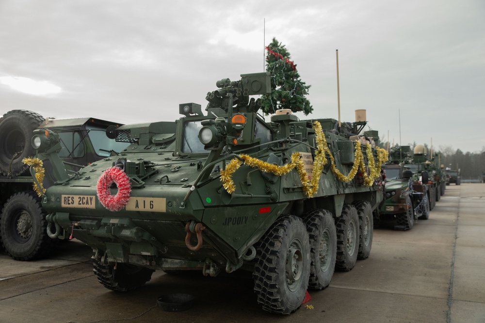 2nd Cavalry Regiment Decorates Convoy Vehicles for Holiday Dragoon Ride