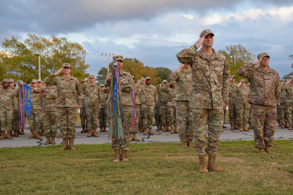 ALS Class 25-1 performs retreat ceremony at Robins AFB