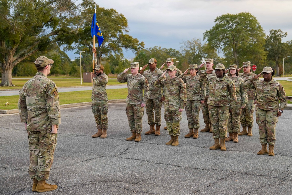 ALS Class 25-1 performs retreat ceremony at Robins AFB