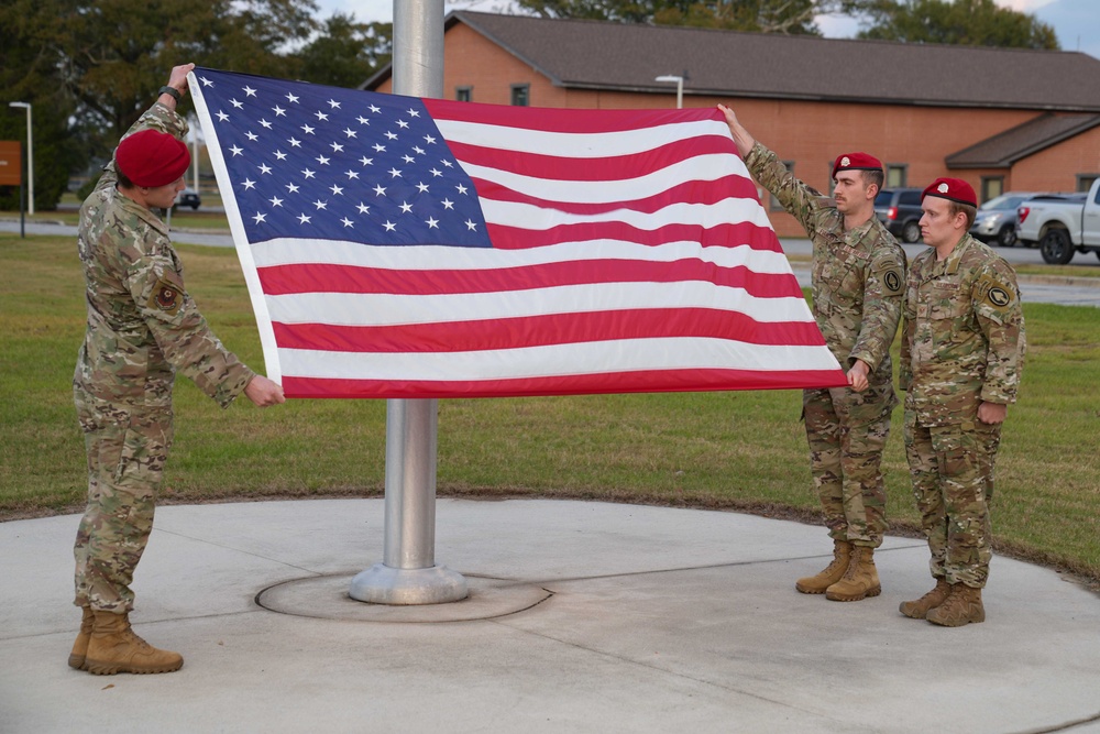 ALS Class 25-1 performs retreat ceremony at Robins AFB