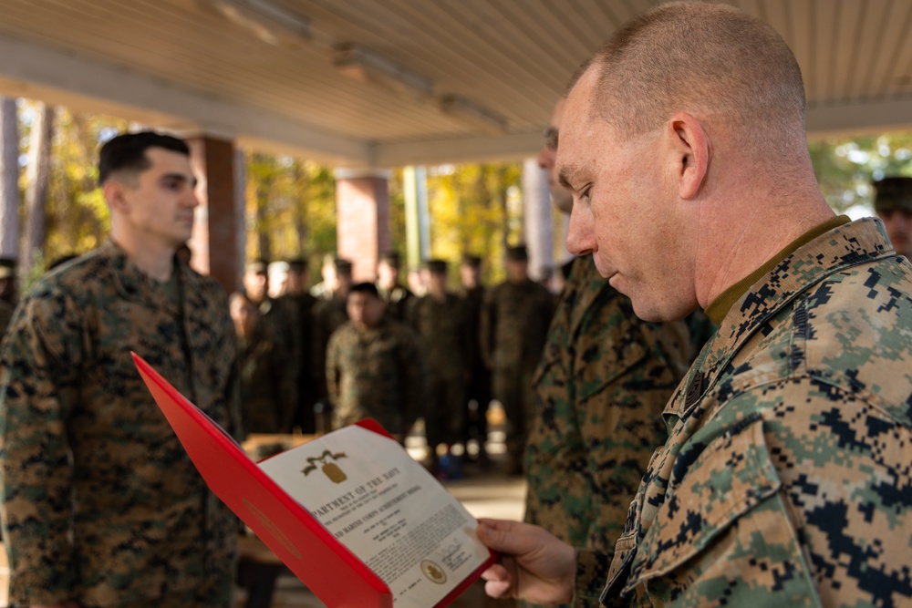 26th MEU Marine awarded for saving multiple people from automotive accident