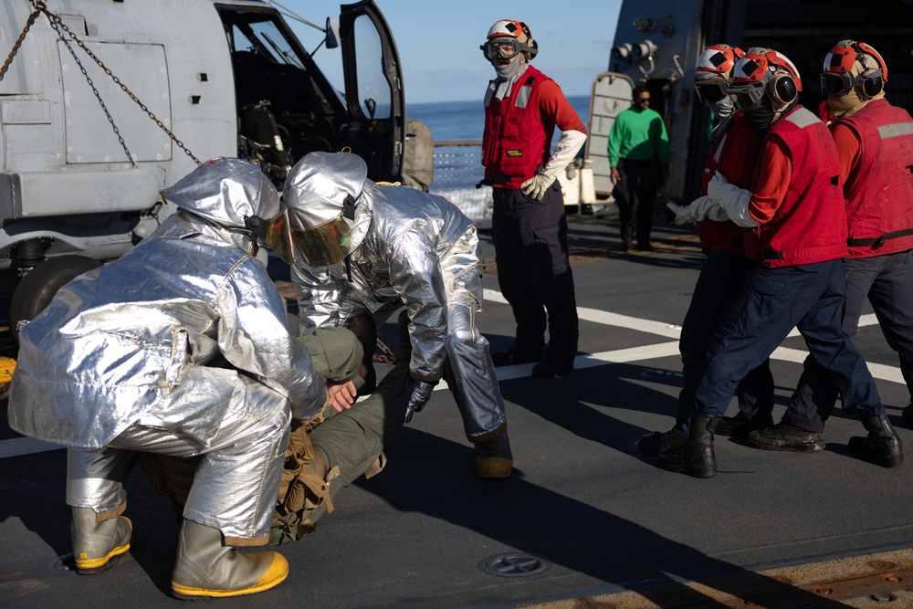 USS Oscar Austin (DDG 79) Conducts Flight Deck Crash Drill