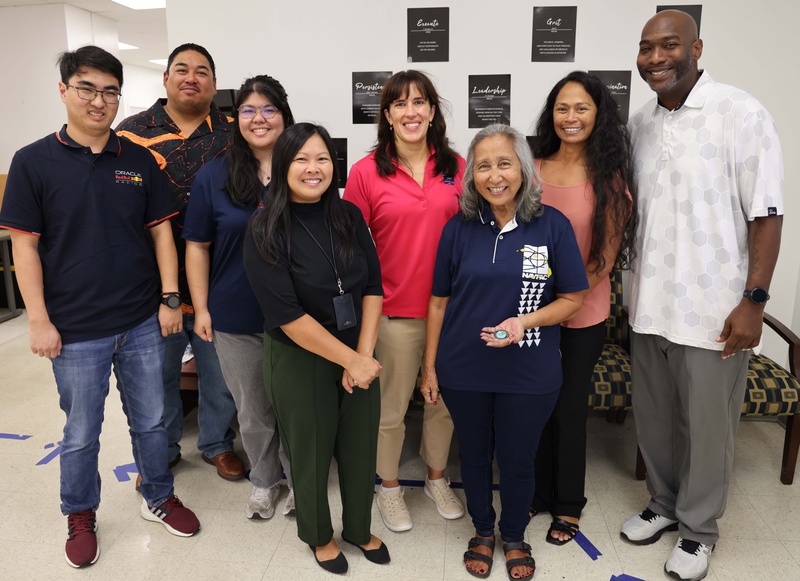 NAVFAC PAC Commander presents coin to NAVFAC Hawaii employees