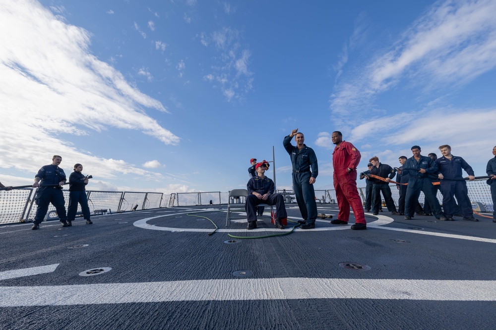 USS Benfold Aircraft Fire Fighting Training