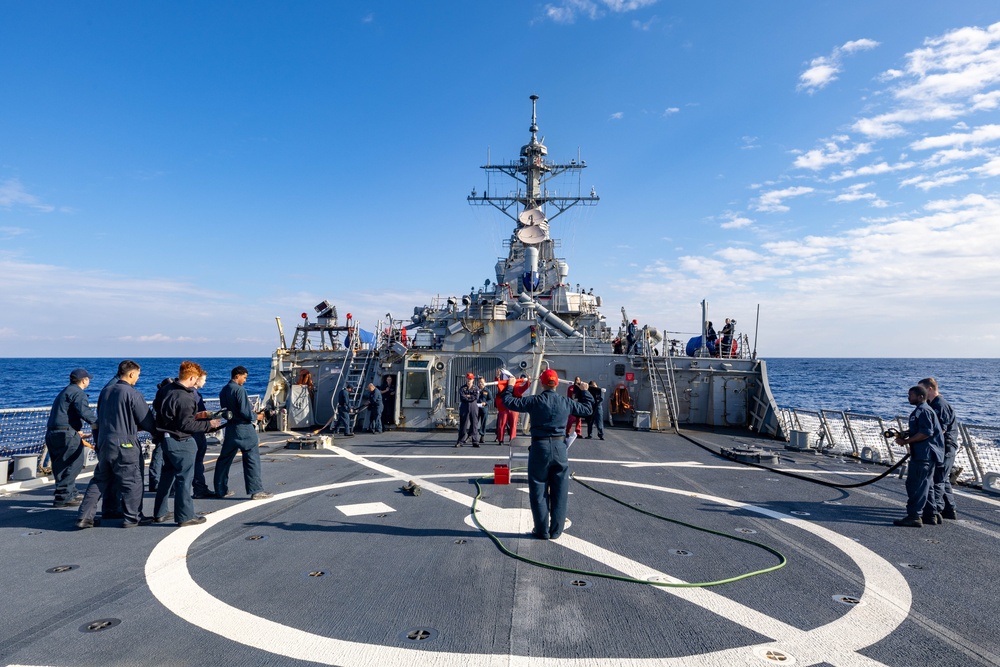 USS Benfold Aircraft Fire Fighting Training