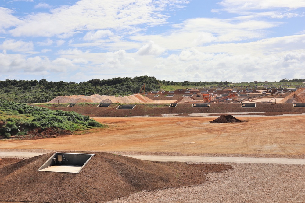 Construction progress on the Marine Corps Machine Gun Range on Base Camp Blaz