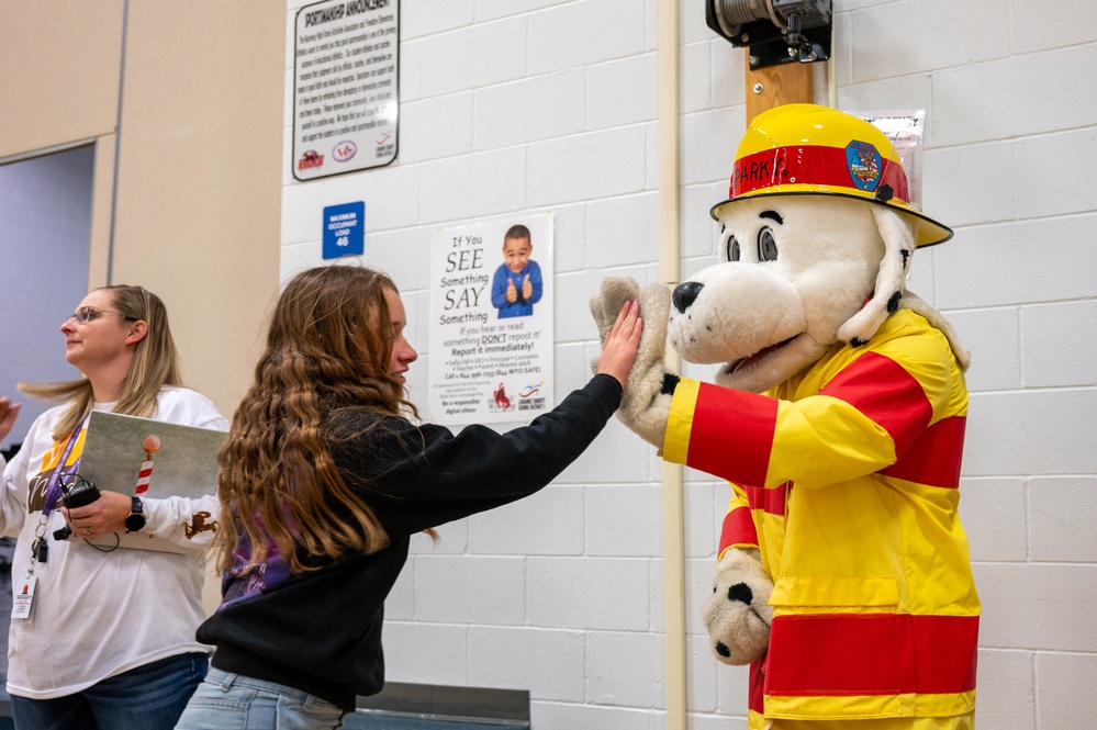 F.E. Warren Fire Department reading at Freedom Elementary