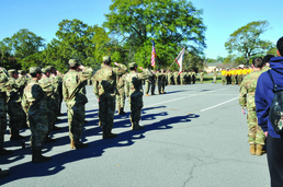 White Hall High School Color Guard posts the colors during the Opening ceremony of the JROTC Raider Competition 16 NOV at Pine Bluff Arsenal