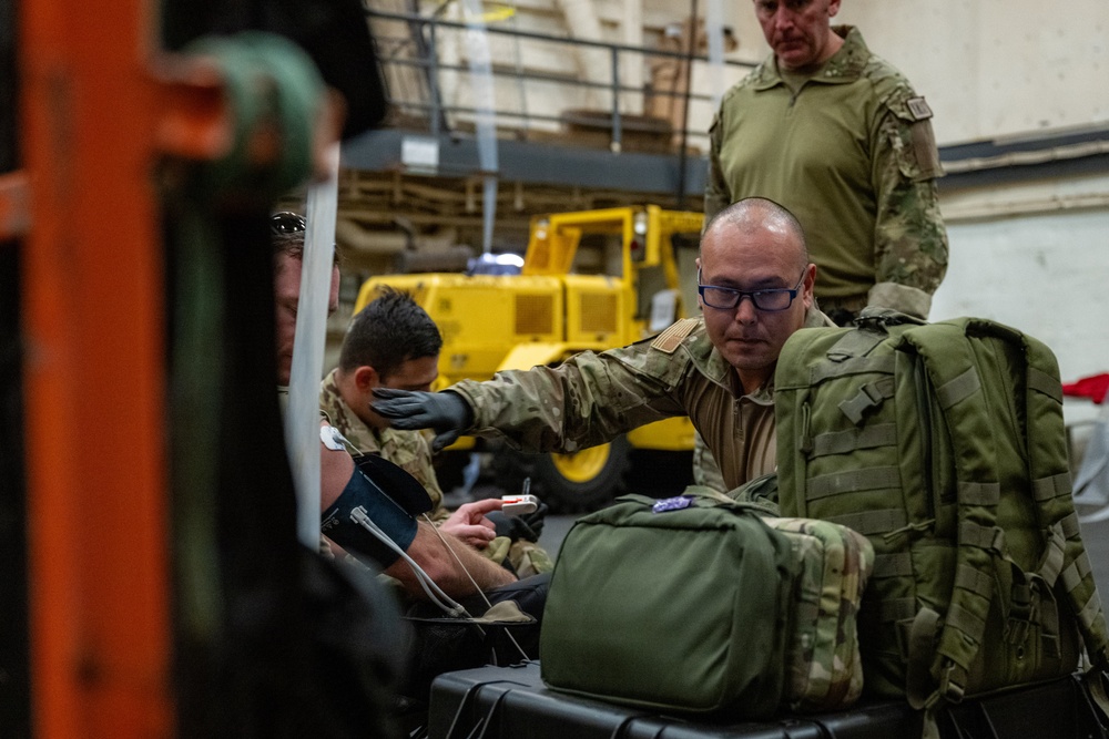 Sailors, Airmen conduct joint medical training aboard USS Somerset during Steel Knight 24