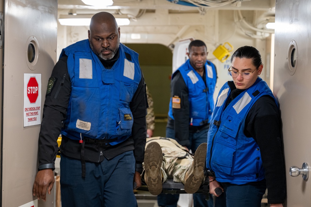 Sailors, Airmen conduct joint medical training aboard USS Somerset during Steel Knight 24