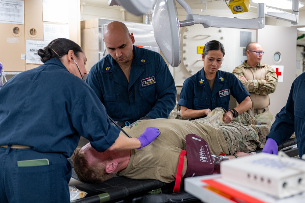 Sailors, Airmen conduct joint medical training aboard USS Somerset during Steel Knight 24