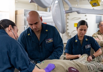 Sailors, Airmen conduct joint medical training aboard USS Somerset during Steel Knight 24