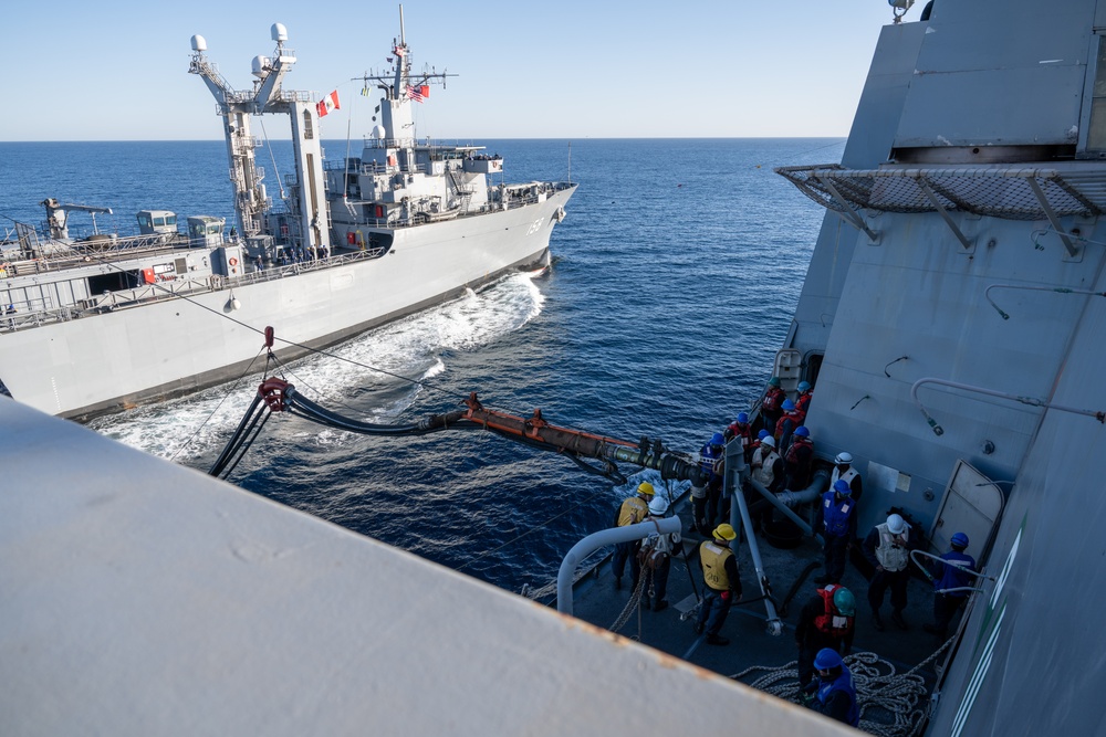 USS Somerset conducts replenishment-at-sea with Peruvian Navy