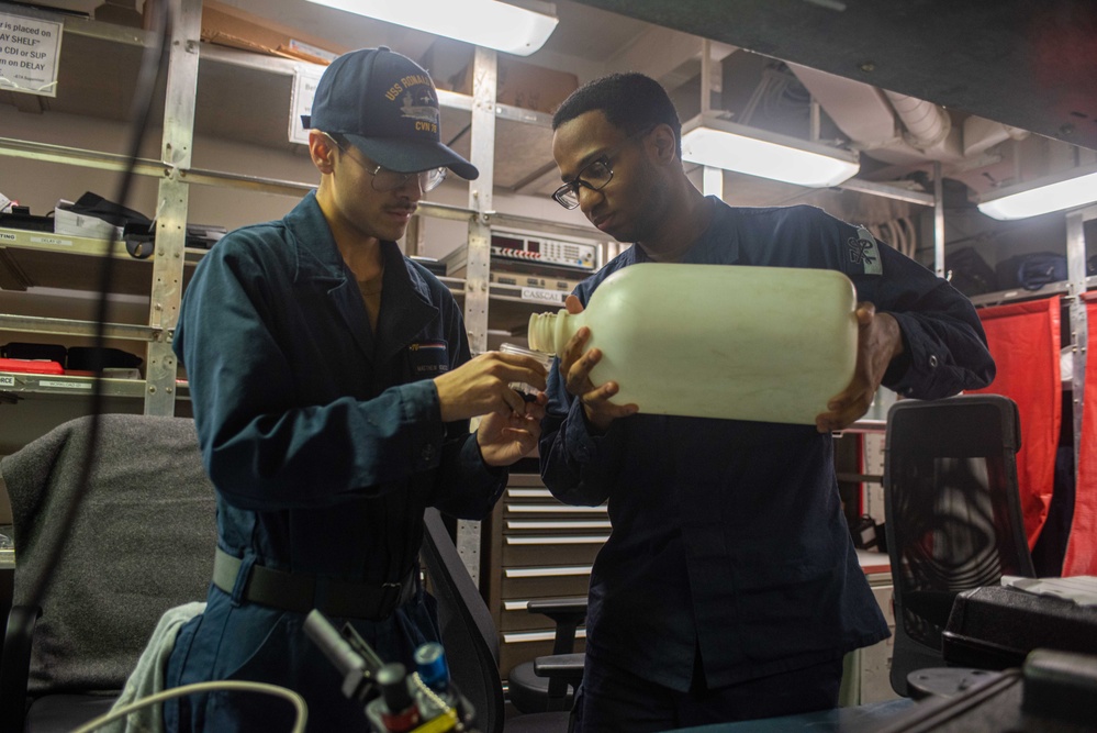 USS Ronald Reagan (CVN 76) performs aviation maintenance