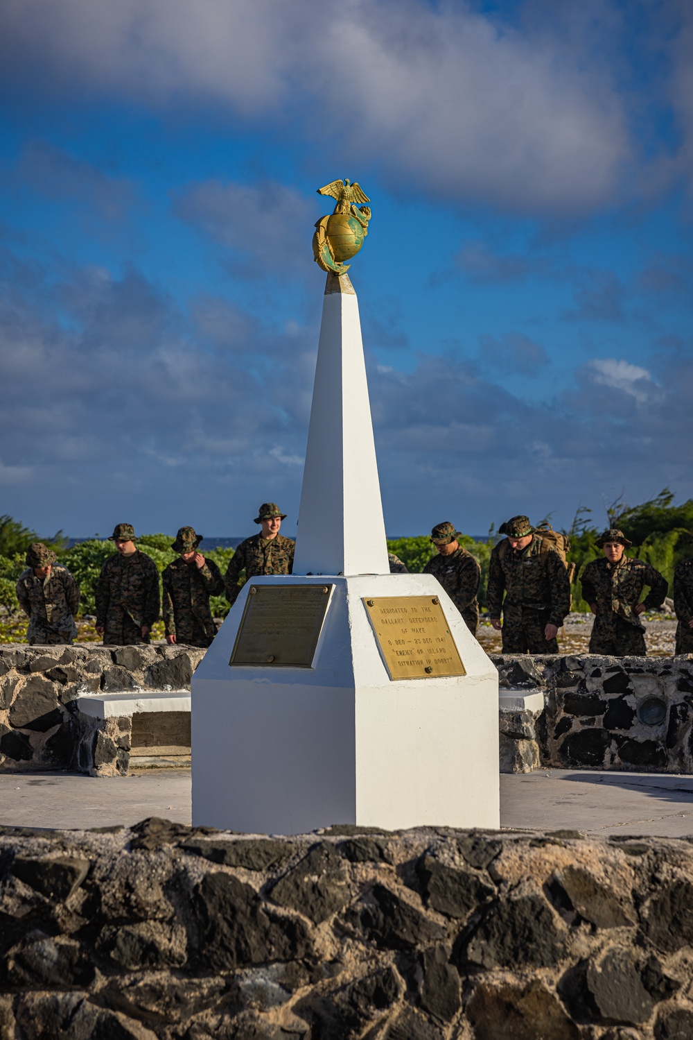 U.S. Marines with 12th Littoral Anti-Air Battalion and U.S. Airmen Participate in a Memorial Ceremony at Wake Island