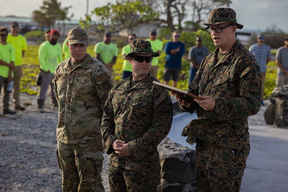 U.S. Marines with 12th Littoral Anti-Air Battalion and U.S. Airmen Participate in a Memorial Ceremony at Wake Island