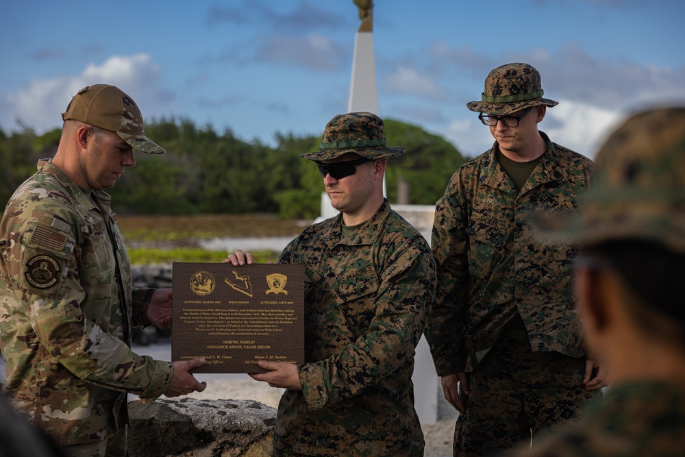 U.S. Marines with 12th Littoral Anti-Air Battalion and U.S. Airmen Participate in a Memorial Ceremony at Wake Island