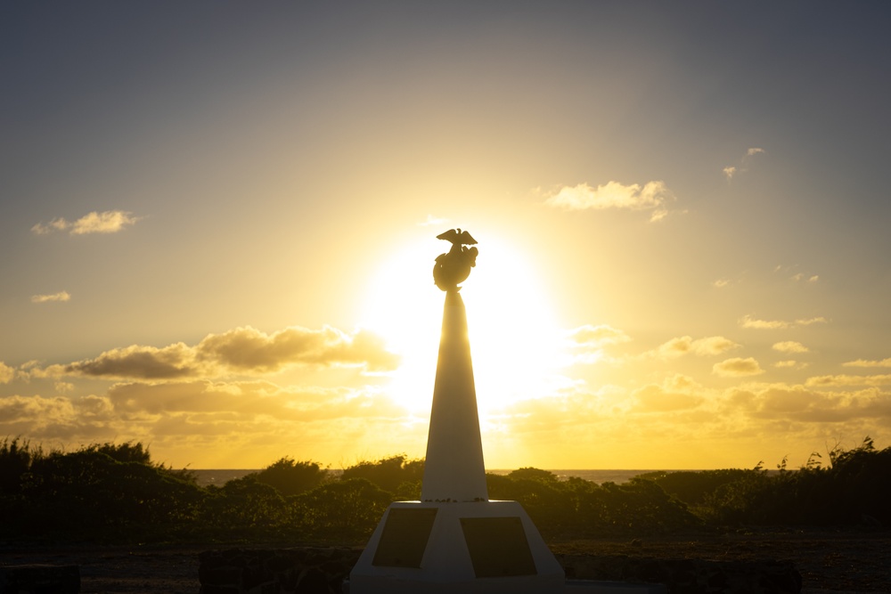 U.S. Marines with 12th Littoral Anti-Air Battalion and U.S. Airmen Participate in a Memorial Ceremony at Wake Island