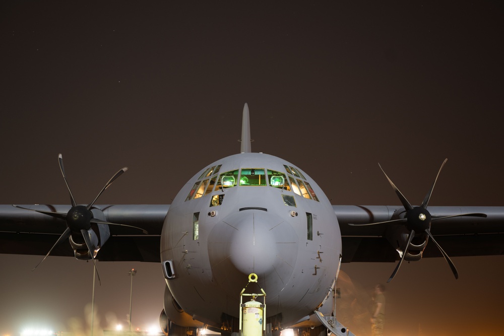 C-130J Super Hercules transports supplies in the USCENTCOM area of responsibility