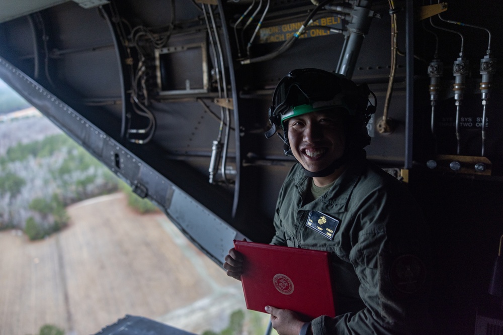 VMM-162 Marine reenlists midflight