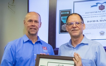 USACE, Chicago District's David Handwerk receives the Department of the Army Civilian Service Commendation Medal at his retirement ceremony.