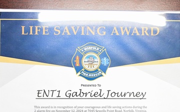 ETN1 Gabriel Journey City of Norfolk Lifesaving Award Ceremony