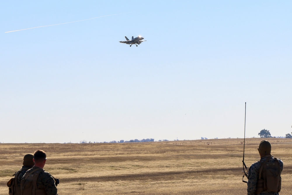 Steel Knight 24: VMFA-232 receives fuel from MWSS-373 Marines at forward arming and refueling point, Beale AFB