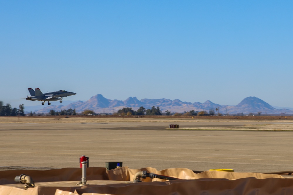 Steel Knight 24: VMFA-232 receives fuel from MWSS-373 Marines at forward arming and refueling point, Beale AFB