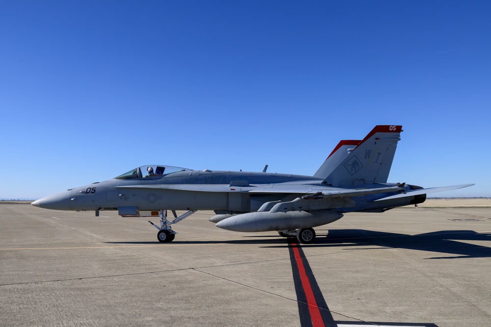 Steel Knight 24: VMFA-232 receives fuel from MWSS-373 Marines at forward arming and refueling point, Beale AFB