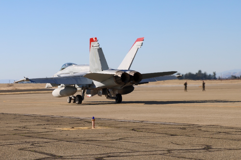 Steel Knight 24: VMFA-232 receives fuel from MWSS-373 Marines at forward arming and refueling point, Beale AFB