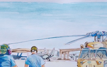 Sikorsky Seahawk 71 Desert Camo and Crew Sm Watercolor