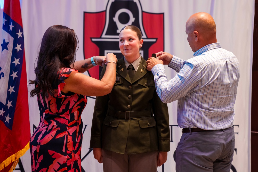 Newly Commissioned Univ. of Ark. Army Officer Pinned by Parents