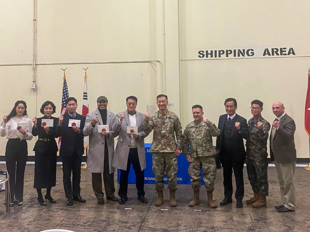 The U.S. Army Materiel Support Command - Korea's Busan Storage Center (BSC) employees, alongside members of Busan’s Republic of Korea partnership alliance were recognized.