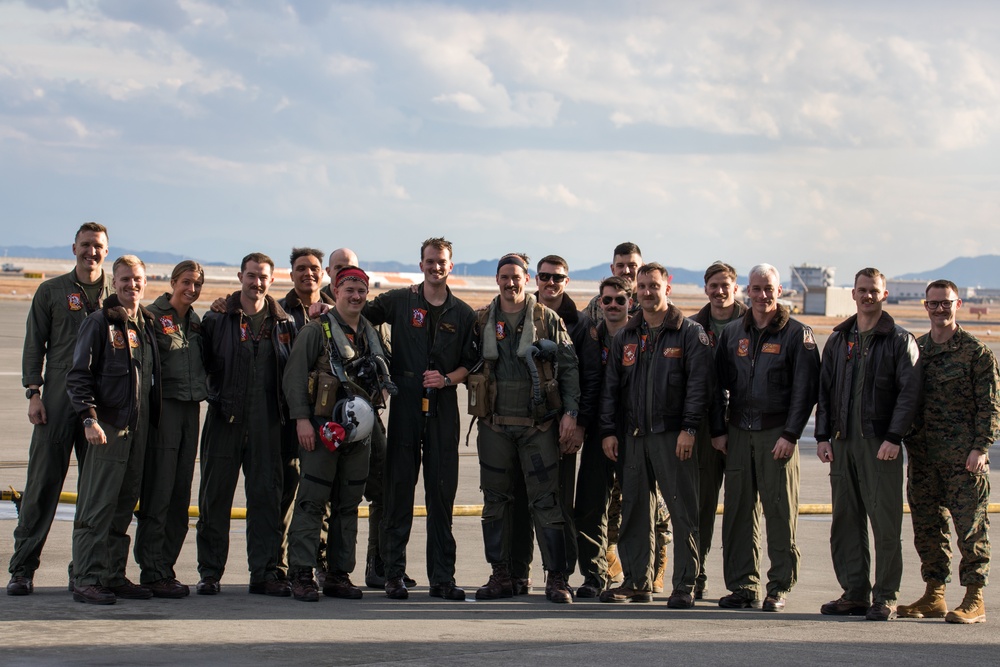 Marine pilot flies F/A-18 for the last time before transitioning to the F-35B