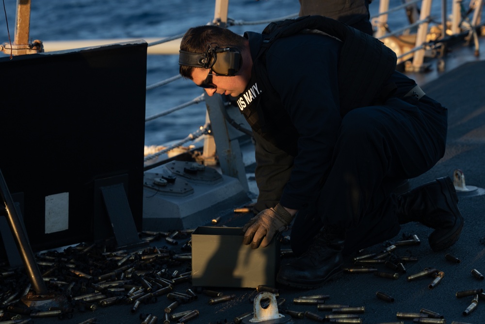 USS Oscar Austin (DDG 79) Conduct Crew Served Weapons (CSW) Shoot