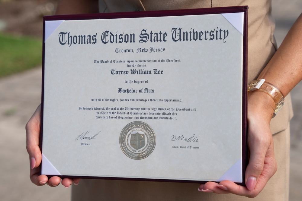 Chief Mass Communication Specialist Torrey Lee Receives College Diploma