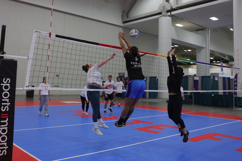 Marines Play Volleyball At AVCA Convention 2024