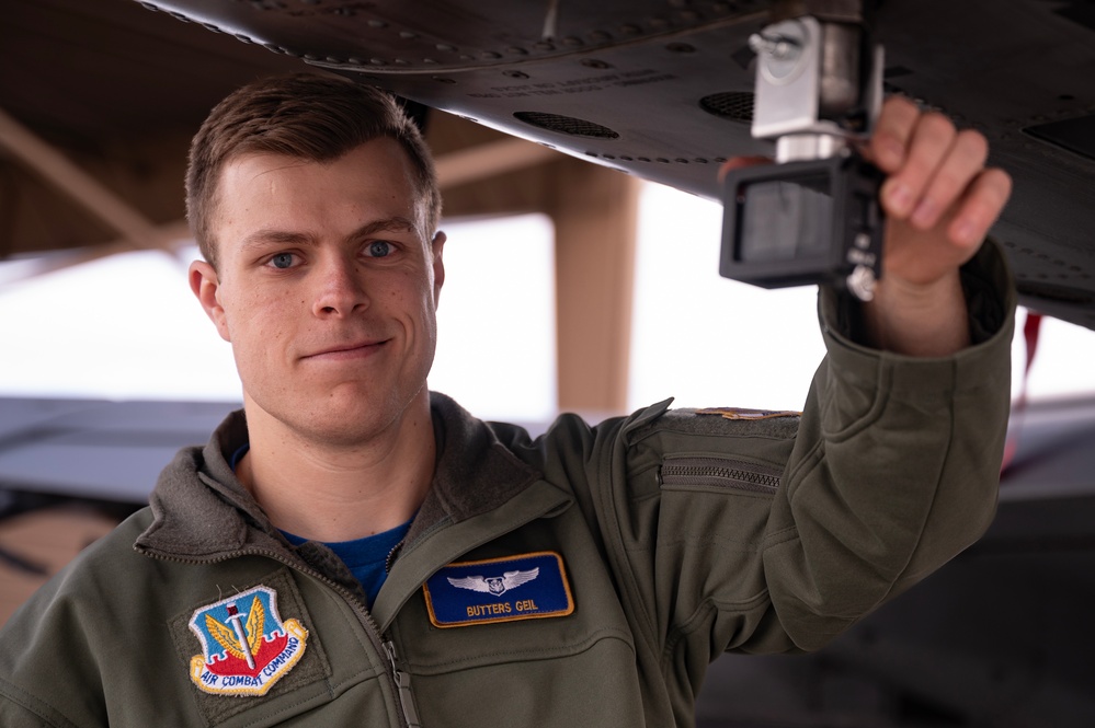 1st Lt Jacob Geil, 59th TES, designs camera mount for A-10