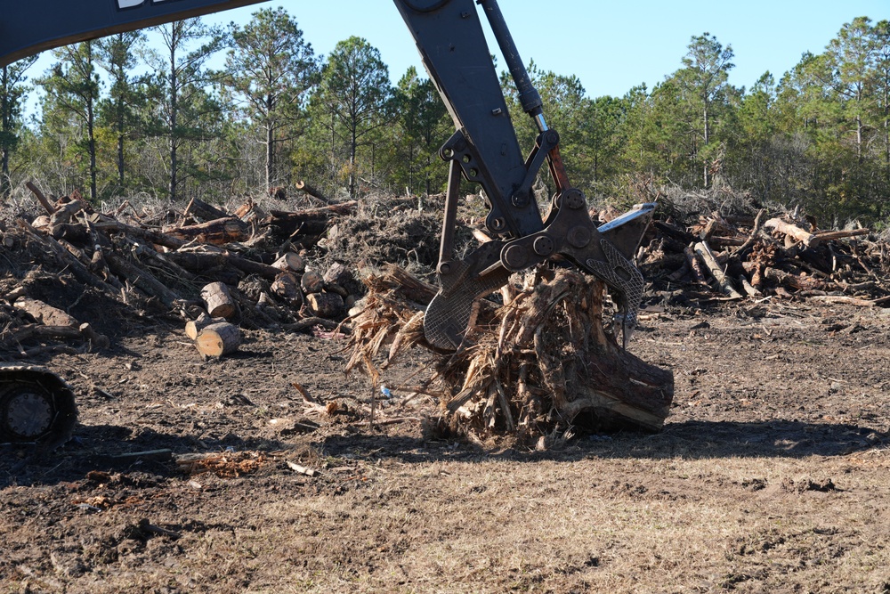 Hurricane Helene Recovery: Temporary Debris Management Site in McIntosh County, Georgia.