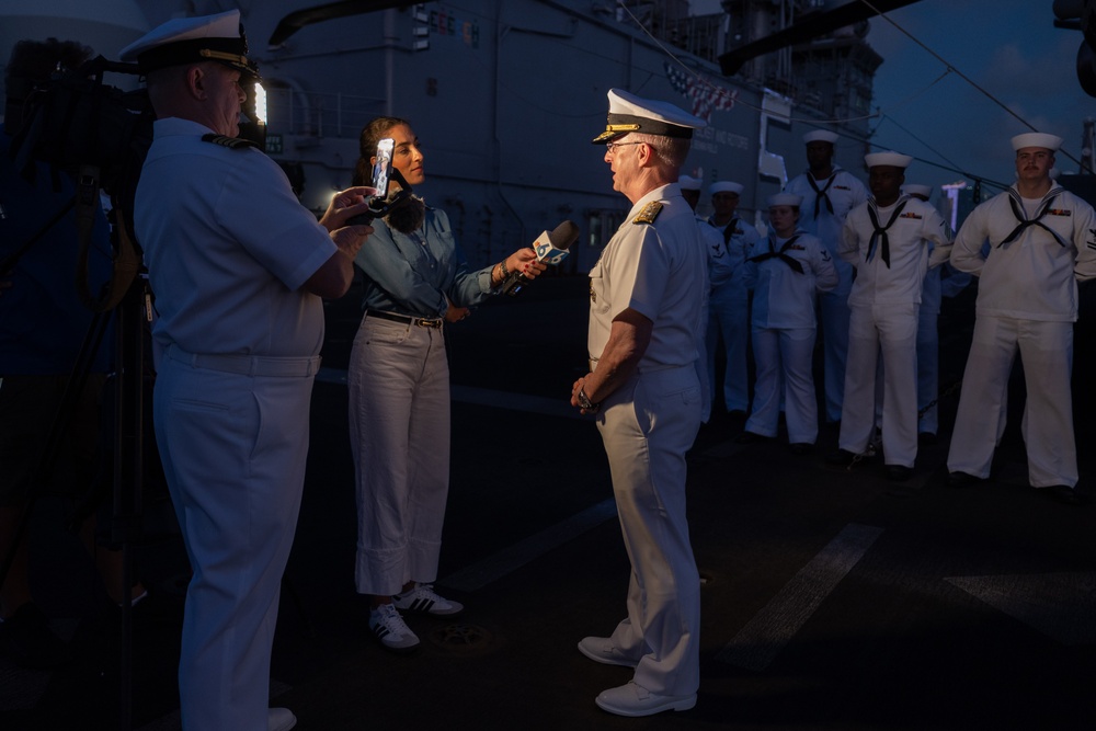 Adm. Caudle does interview on USS Bataan