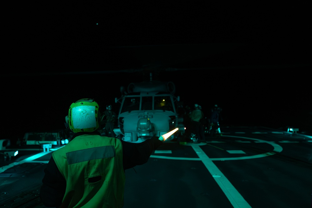 Night Flight Quarters Aboard the USS Oscar Austin (DDG 79)