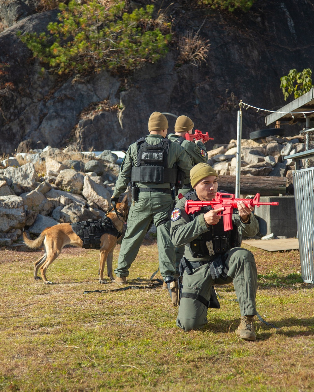 MCAS Iwakuni military working dog handlers train at JMSDF Kure Naval Base, Japan