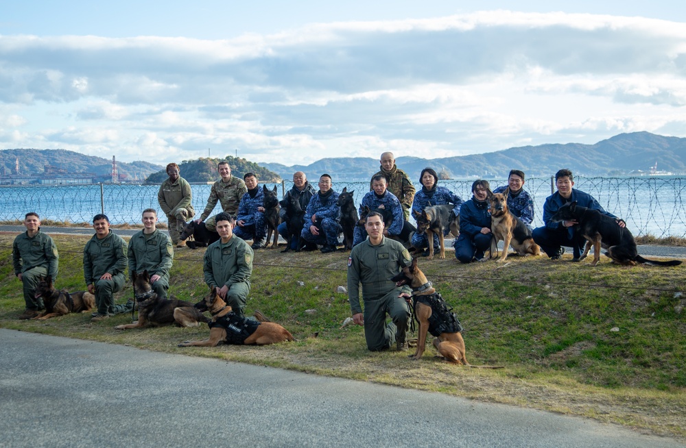 MCAS Iwakuni military working dog handlers train at JMSDF Kure Naval Base, Japan