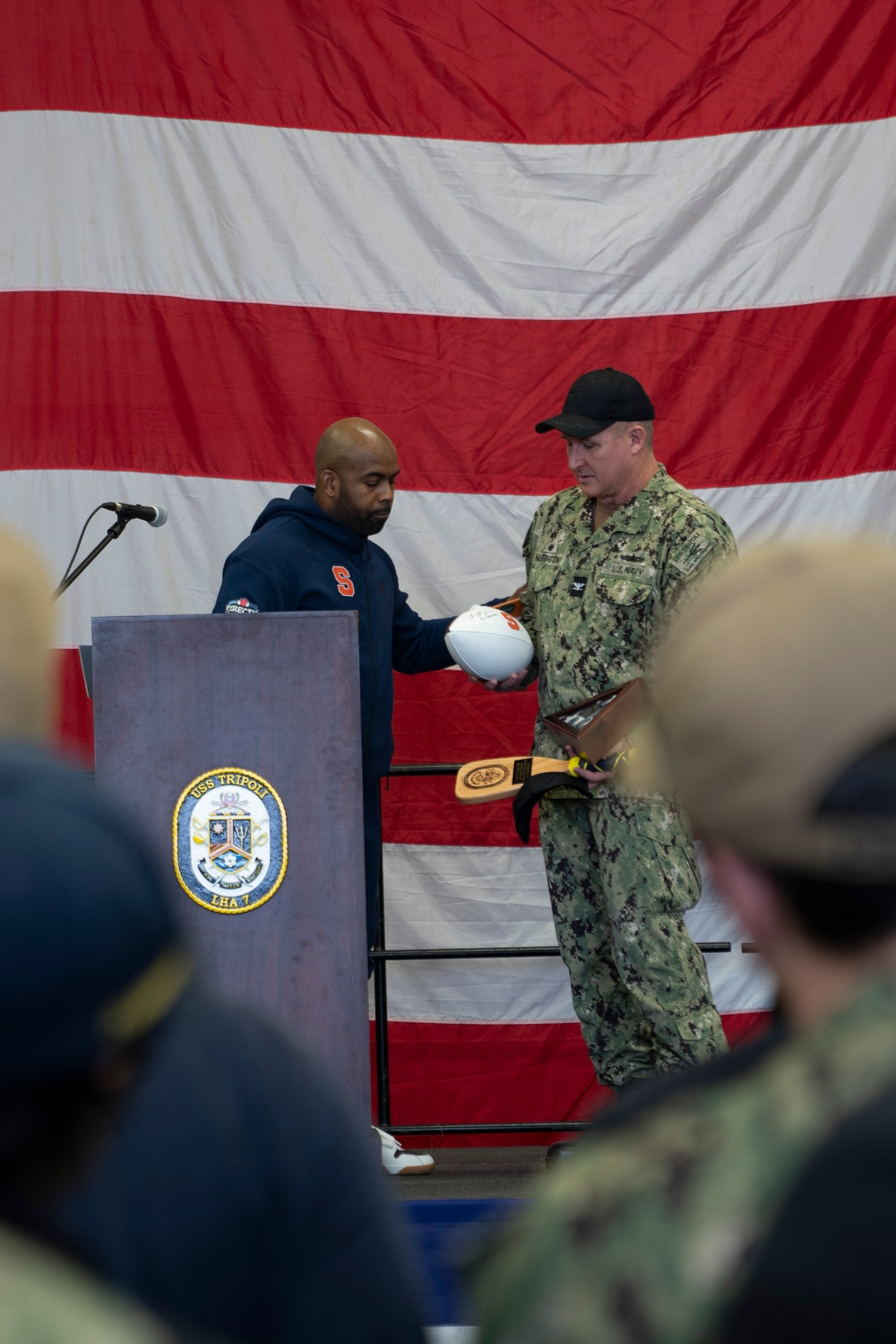 USS Tripoli Hosts 2024 Holiday Bowl Football Teams