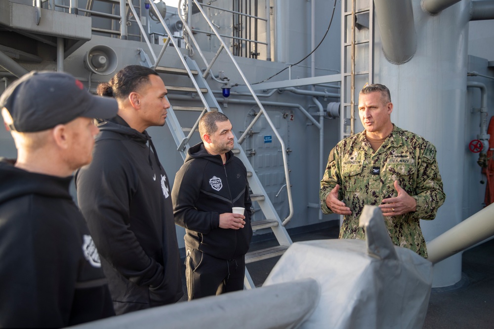 DVIDS Images USS Tripoli Hosts 2024 Holiday Bowl Football Teams