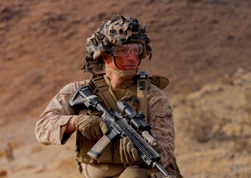 U.S. Marines with Fox Company, 2nd Battalion, 23rd Marine Regiment, conduct a company supported urban attack during training for upcoming deployment 