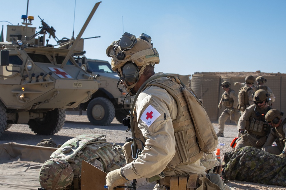 Coalition Members Conduct Base Defense Exercise